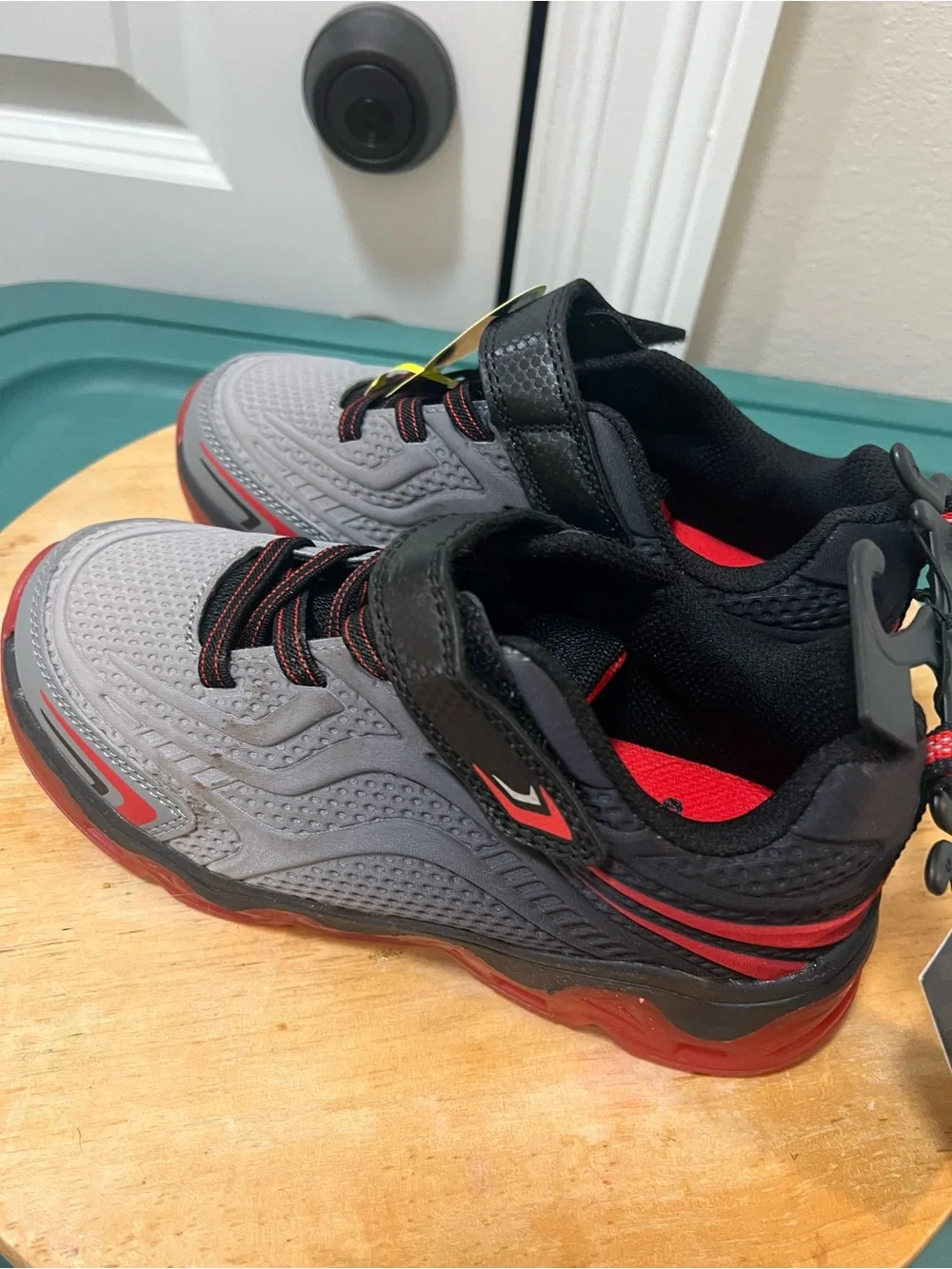 Athletic Works Gray and Red Kids Light-Up Sneakers